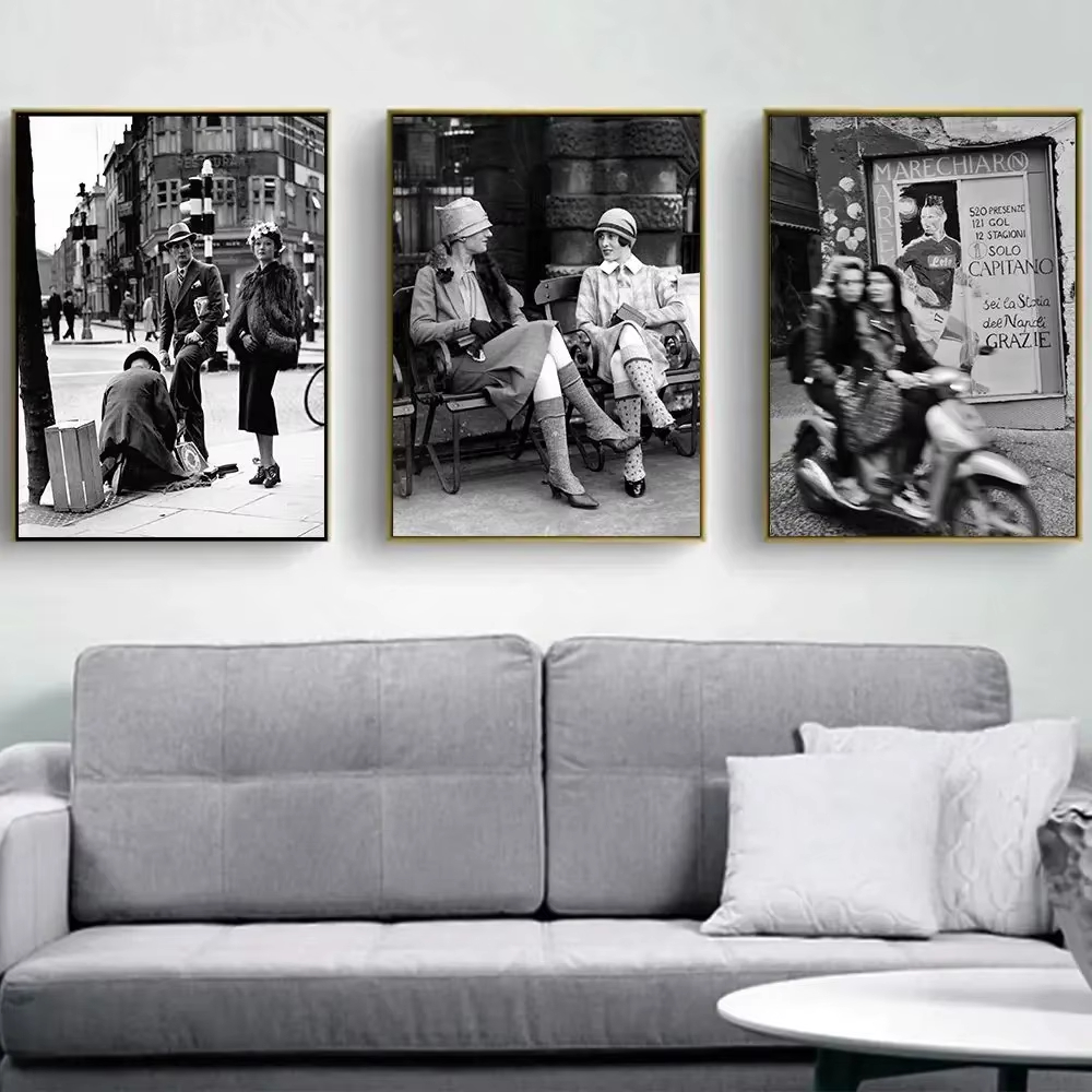 Vintage Fashion Photography - Mode zwart-wit vintage fotografie print Italië