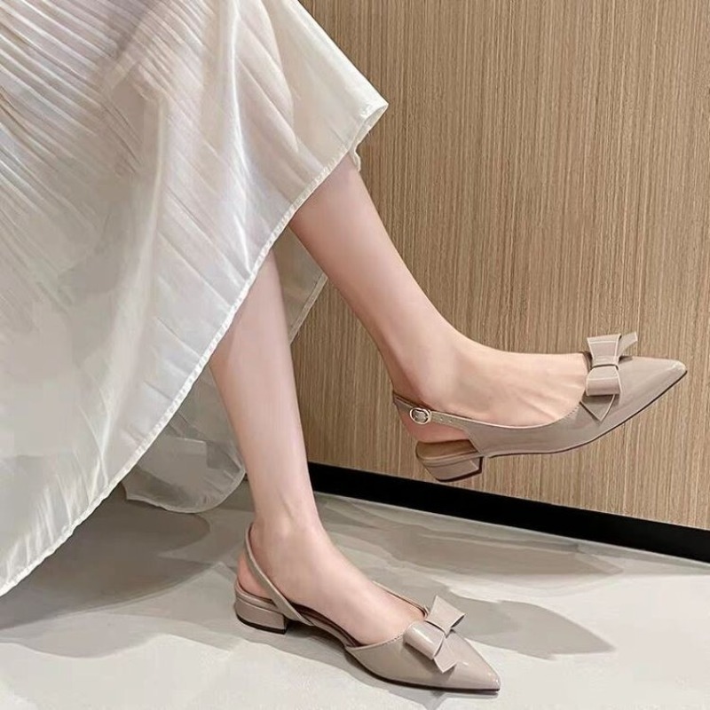 Vintage Fashion Heels - Bow Gentle Medium Heel Baotou enkellaarsjes