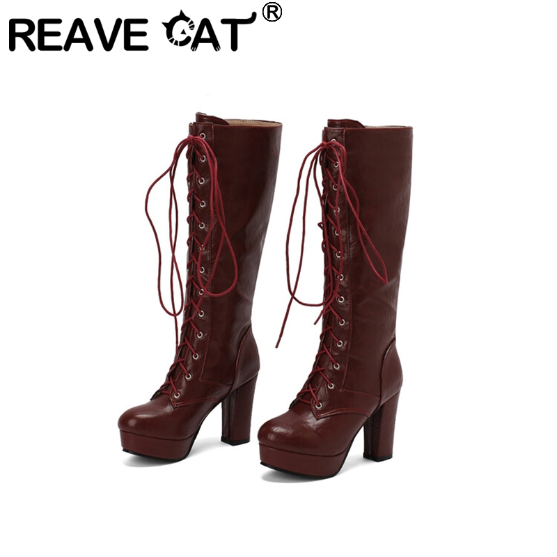 Vintage Fashion Heels - Relave Cat Vintage Vrouwen Knie Laarzen
