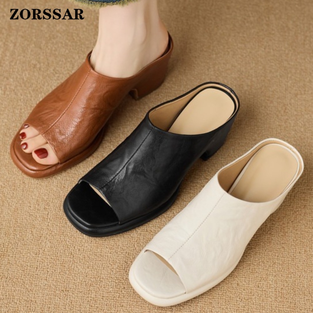 Vintage Fashion Heels - Dames Vintage Platform Chunky Heel Mules,
