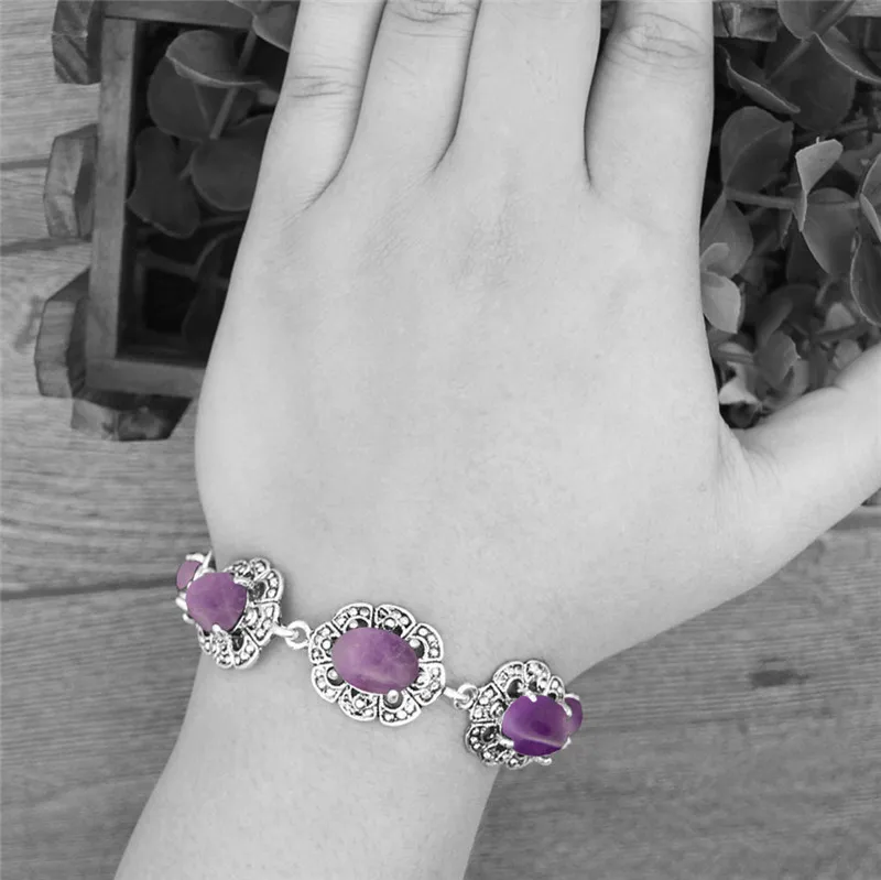Ovale Amethist Armband Bloem P - Vintage Fashion Look recensie en prijs