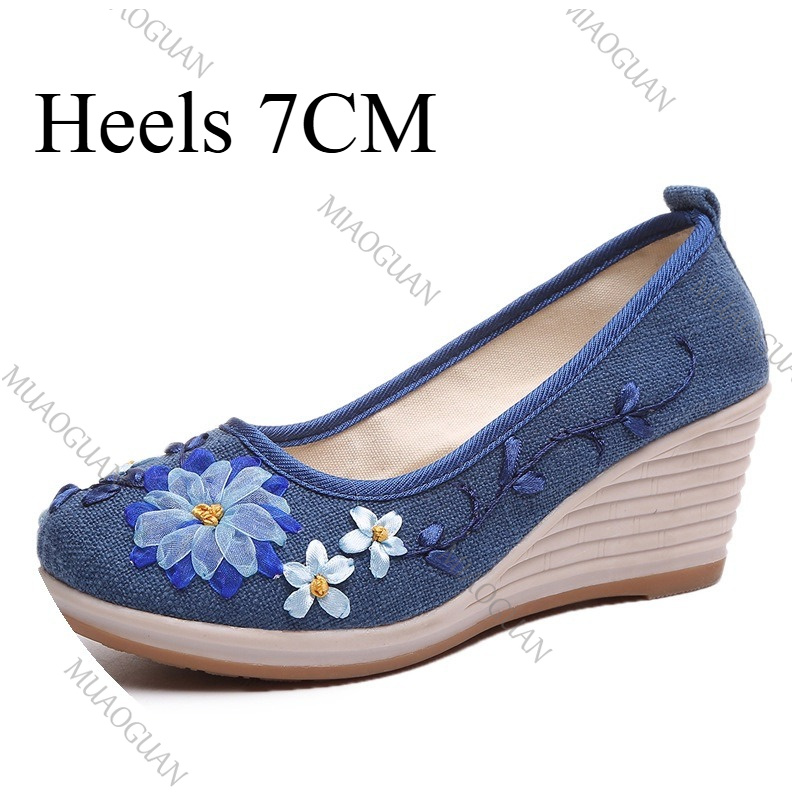 Geborduurde dames comfort wedg - Vintage Fashion Heels recensie en prijs